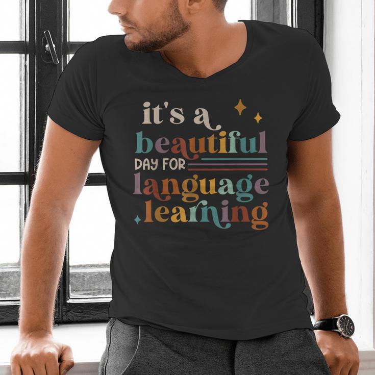 It's A Beautiful Day For Language Learning ESL Teacher ESOL Men's V-Neck T-Shirt, Esl Teacher Shirts, gift for family, gift for coworker It's A Beautiful Day For Language Learning ESL Teacher ESOL Men's V-Neck T-Shirt, Esl Teacher Shirts, gift for family, gift for coworker