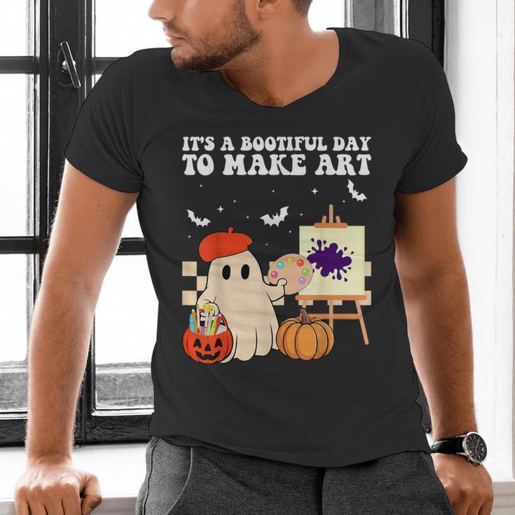 It's A Bootiful Day To Make Art Groovy Art Teacher Halloween Men's V-Neck T-Shirt, Groovy Teacher Shirts, gift for family, gift for coworker