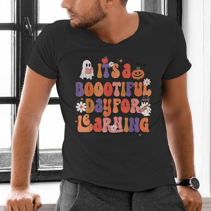 It's A Bootiful Day For Learning Cute Teacher Halloween Men's V-Neck T-Shirt, gift for family, gift for coworker