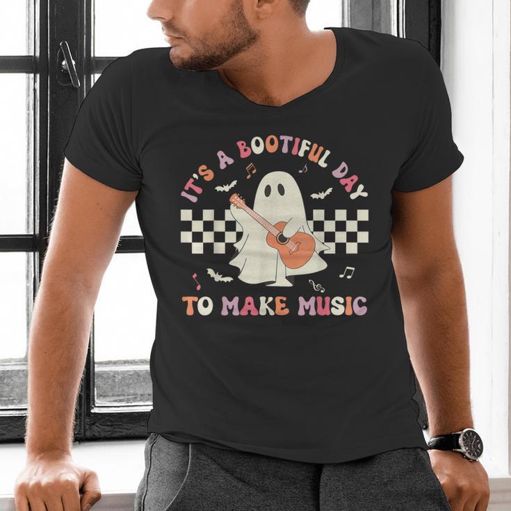 It's A Bootiful Day To Make Music Teacher Musician Halloween For Men Women Kids Men's V-Neck T-Shirt, gift for family, gift for coworker