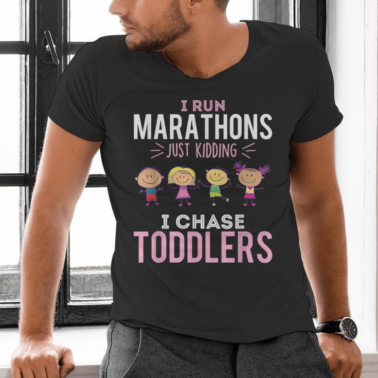 Just Kidding I Chase Toddlers Daycare Provider Nanny Teacher Men's V-Neck T-Shirt, gift for family, gift for coworker