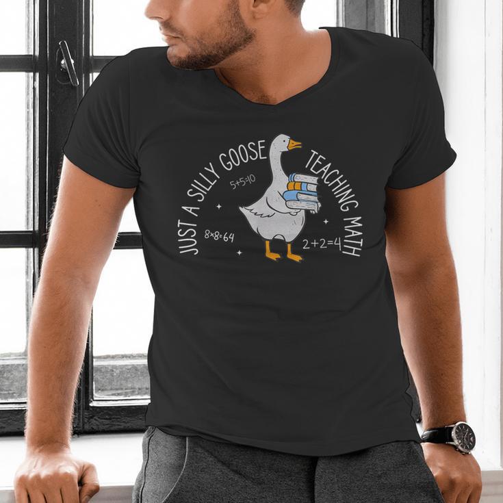 Just A Silly Goose Teaching Math Teacher Back To School Men's V-Neck T-Shirt, gift for family, gift for coworker Just A Silly Goose Teaching Math Teacher Back To School Men's V-Neck T-Shirt, gift for family, gift for coworker