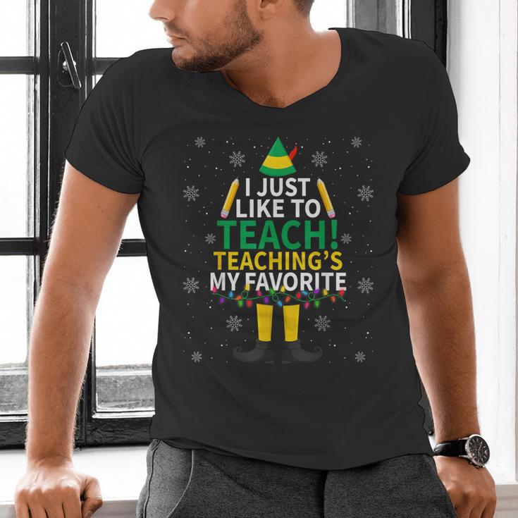 I Just Like To Teach Teaching My Favorite Christmas Teacher Men's V-Neck T-Shirt, gift for family, gift for coworker