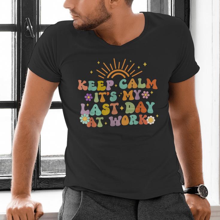 Keep Calm It's My Last Day At Work Groovy Teacher Retro Men's V-Neck T-Shirt, Groovy Teacher Shirts, gift for family, gift for coworker Keep Calm It's My Last Day At Work Groovy Teacher Retro Men's V-Neck T-Shirt, Groovy Teacher Shirts, gift for family, gift for coworker