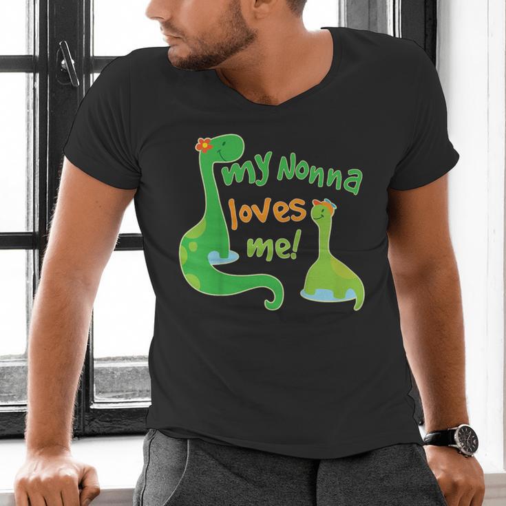 Kids My Nonna Loves Me Dinosaur Grandson Men's V-Neck T-Shirt, gift for family, gift for coworker