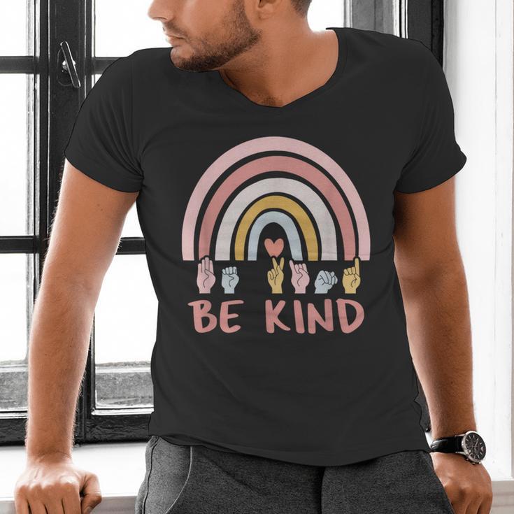Be Kind ASL Sign Language Deaf SPED Teacher Kids Men Women Men's V-Neck T-Shirt, gift for family, gift for coworker