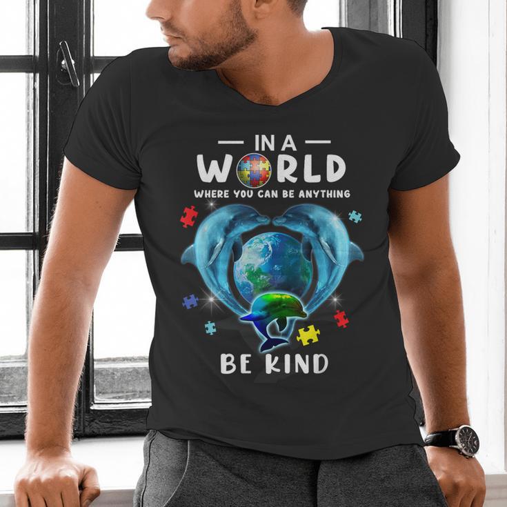 Be Kind Dolphin Autism Awareness Back To School Teacher Men Women Kids Men's V-Neck T-Shirt, gift for family, gift for coworker