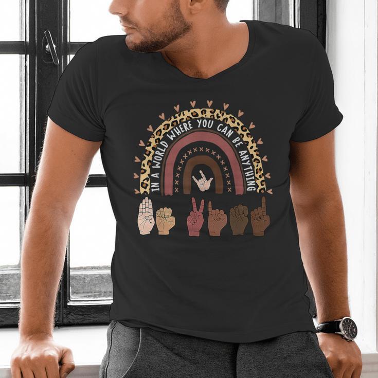 Be Kind Hand-Talking Teacher Artist ASL Men's V-Neck T-Shirt, gift for family, gift for coworker Be Kind Hand-Talking Teacher Artist ASL Men's V-Neck T-Shirt, gift for family, gift for coworker