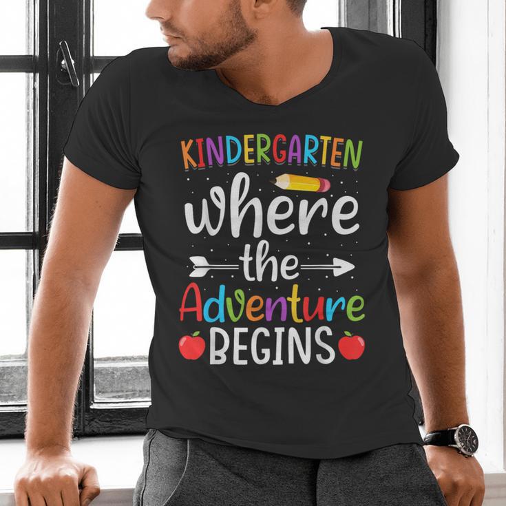 Kindergarten Where The Adventure Begins Shirt Children's Teacher Men's V-Neck T-Shirt, gift for family, gift for coworker