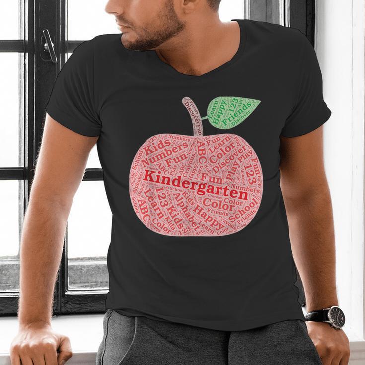 Kindergarten Apple Word Art For Teachers & Students Men's V-Neck T-Shirt, gift for family, gift for coworker