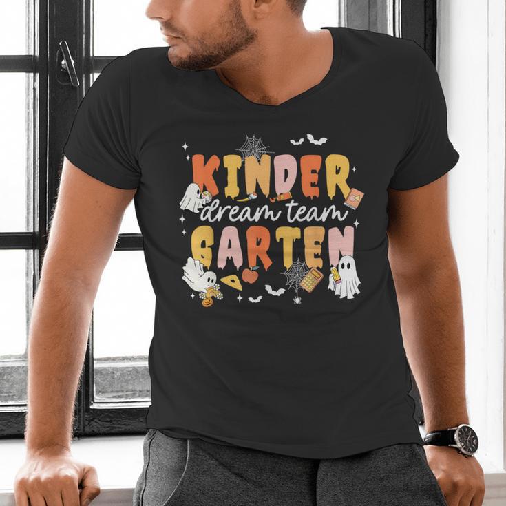 Kindergarten Dream Ghost Team Fall Halloween Spooky Teachers Men's V-Neck T-Shirt, gift for family, gift for coworker Kindergarten Dream Ghost Team Fall Halloween Spooky Teachers Men's V-Neck T-Shirt, gift for family, gift for coworker