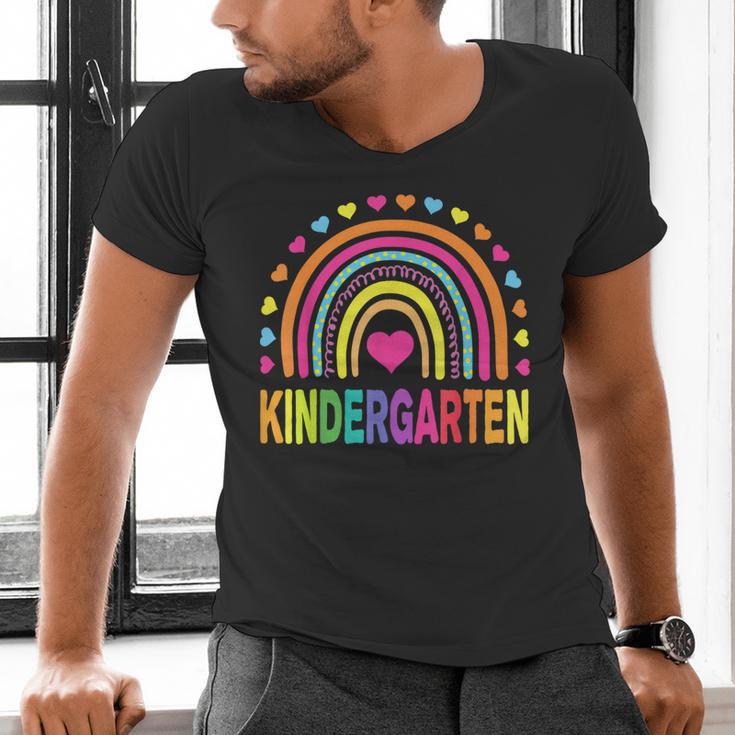 Kindergarten Rainbow Girls Boys Teacher Team Kinder Squad Men's V-Neck T-Shirt, gift for family, gift for coworker Kindergarten Rainbow Girls Boys Teacher Team Kinder Squad Men's V-Neck T-Shirt, gift for family, gift for coworker