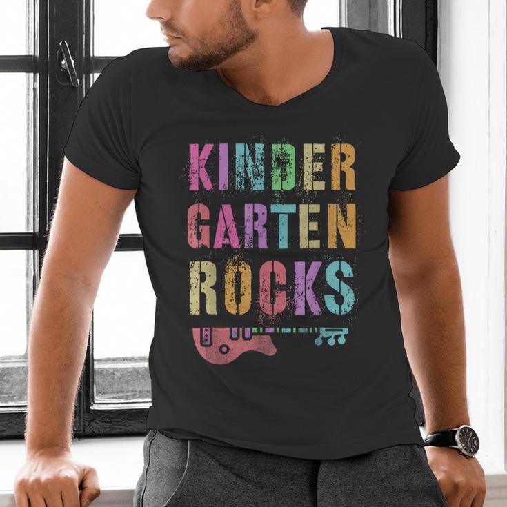 KINDERGARTEN ROCKS Teacher Crew Rock Star Kinder Team Men's V-Neck T-Shirt, gift for family, gift for coworker