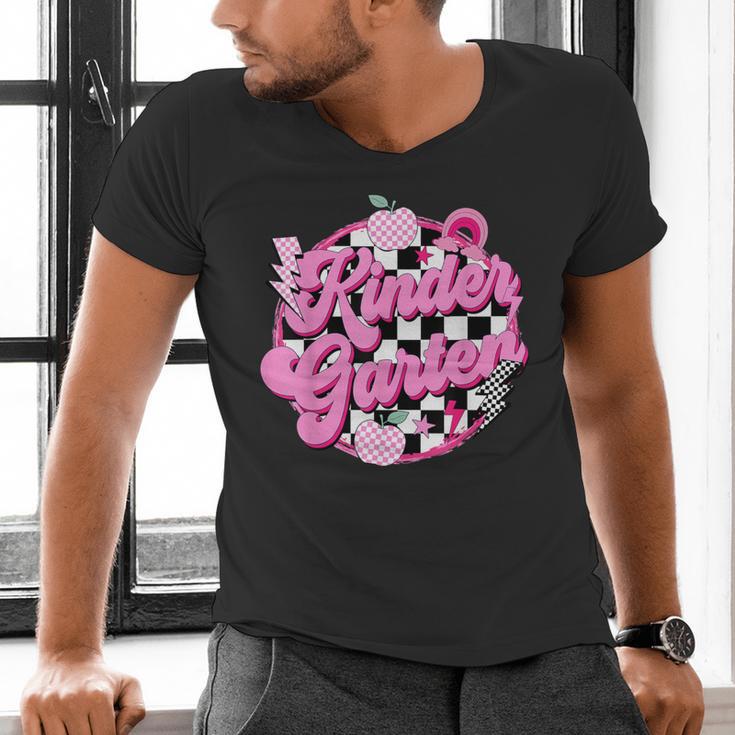 Kindergarten Teacher Women Checkered First Day Of School Men's V-Neck T-Shirt, gift for family, gift for coworker