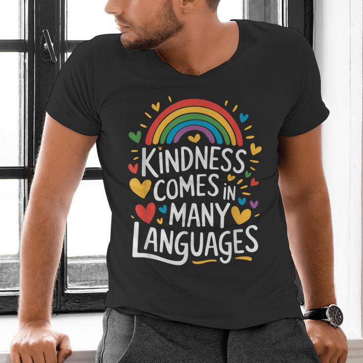 Kindness Comes In Many Languages ESL English Teacher Men's V-Neck T-Shirt, Esl Teacher Shirts, English Teacher Shirts, gift for family, gift for coworker