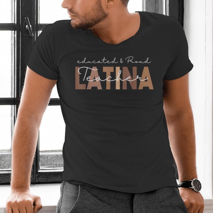 Latina Teacher Maestra Educated & Latino Teachers Women Men's V-Neck T-Shirt, gift for family, gift for coworker