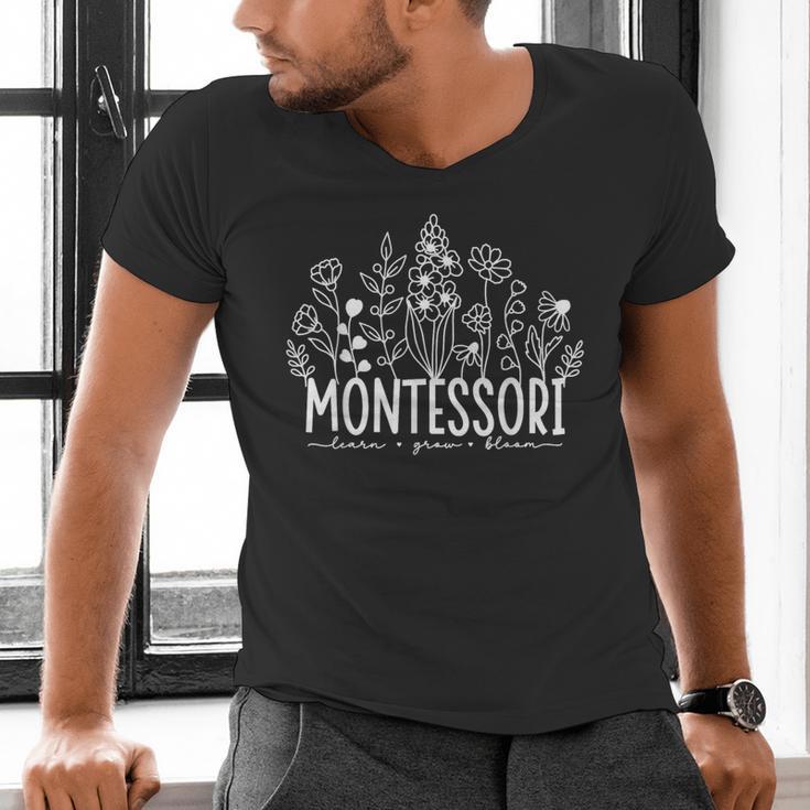 Learn Grow Bloom Wildflowers Appreciation Montessori Teacher Men's V-Neck T-Shirt, gift for family, gift for coworker