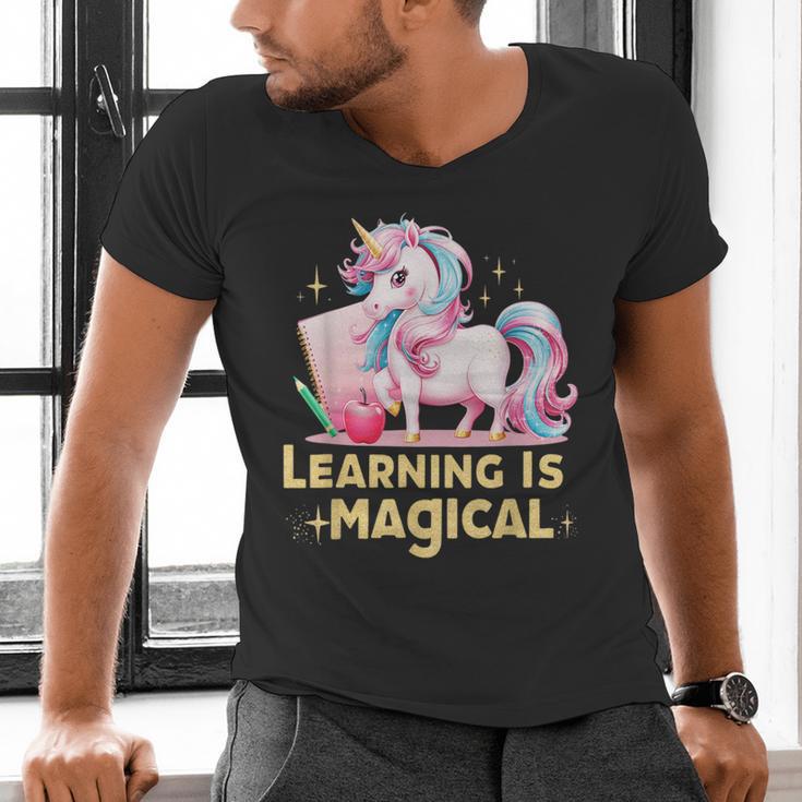 LEARNING IS MAGICAL TEACHER UNICORN BACK TO SCHOOL UNICORN Men's V-Neck T-Shirt, gift for family, gift for coworker LEARNING IS MAGICAL TEACHER UNICORN BACK TO SCHOOL UNICORN Men's V-Neck T-Shirt, gift for family, gift for coworker