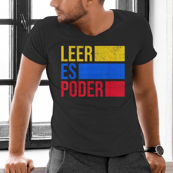 Leer Es Poder Colombian Spanish Teacher Maestra Colombia Men's V-Neck T-Shirt, gift for family, gift for coworker Leer Es Poder Colombian Spanish Teacher Maestra Colombia Men's V-Neck T-Shirt, gift for family, gift for coworker
