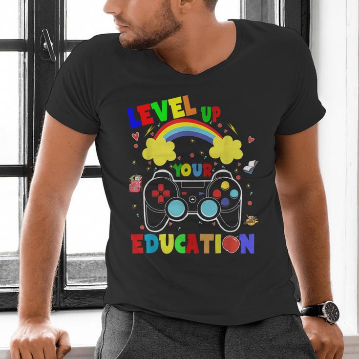 Level Up Your Education Gaming Inspired Teacher Gamers For Men Women Kids Men's V-Neck T-Shirt, gift for family, gift for coworker Level Up Your Education Gaming Inspired Teacher Gamers For Men Women Kids Men's V-Neck T-Shirt, gift for family, gift for coworker