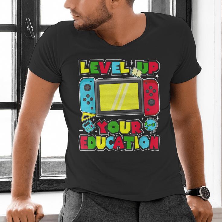Level Up Your Education Gaming Inspired Teacher Gamers Men's V-Neck T-Shirt, gift for family, gift for coworker Level Up Your Education Gaming Inspired Teacher Gamers Men's V-Neck T-Shirt, gift for family, gift for coworker