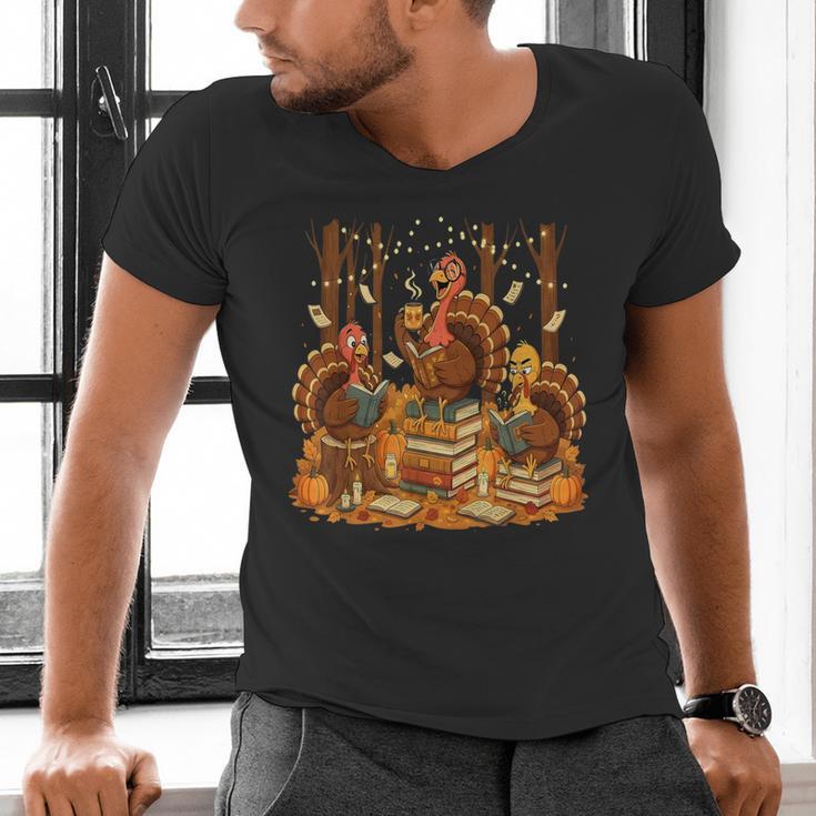 Librarian Turkey Reading Book Fall Thanksgiving Teacher Men's V-Neck T-Shirt, gift for family, gift for coworker Librarian Turkey Reading Book Fall Thanksgiving Teacher Men's V-Neck T-Shirt, gift for family, gift for coworker