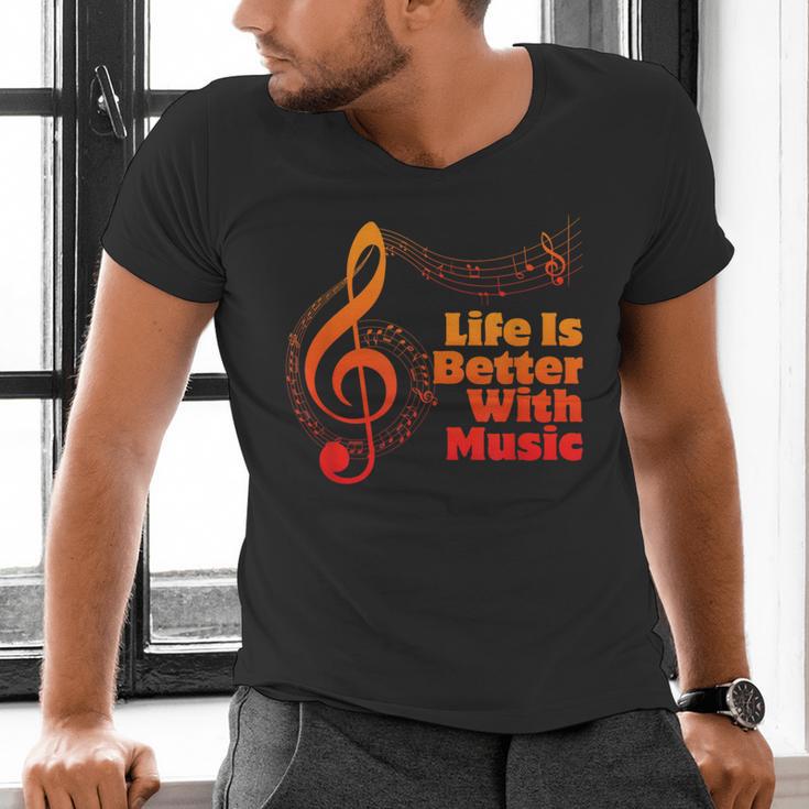 Life Is Better With Music Theory Musician Teacher Notes Clef Men's V-Neck T-Shirt, gift for family, gift for coworker
