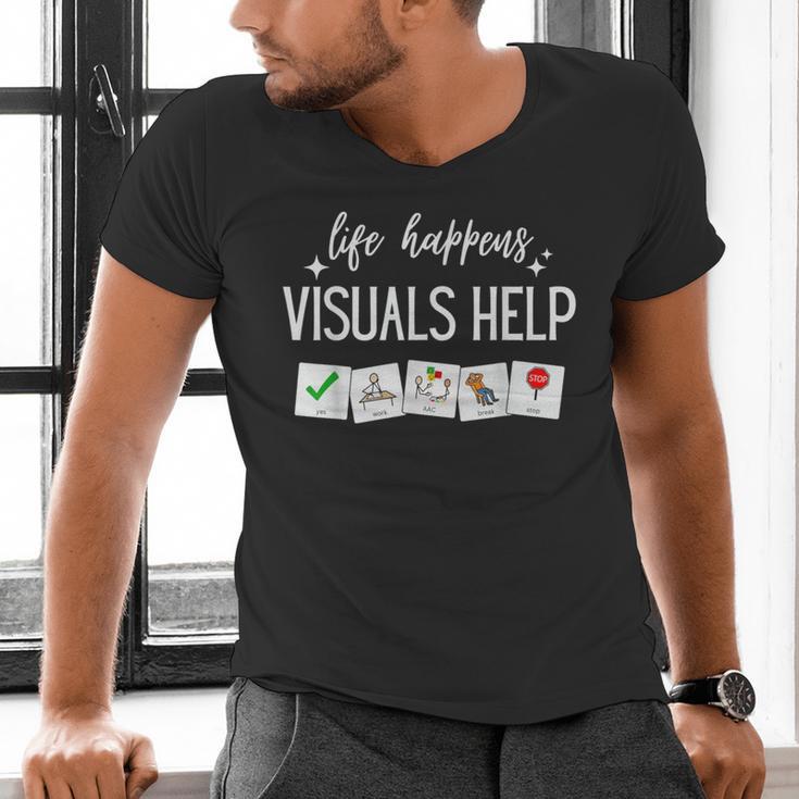 Life Happens Visuals Help Special Education Teacher Aide Men Women Men's V-Neck T-Shirt, gift for family, gift for coworker Life Happens Visuals Help Special Education Teacher Aide Men Women Men's V-Neck T-Shirt, gift for family, gift for coworker