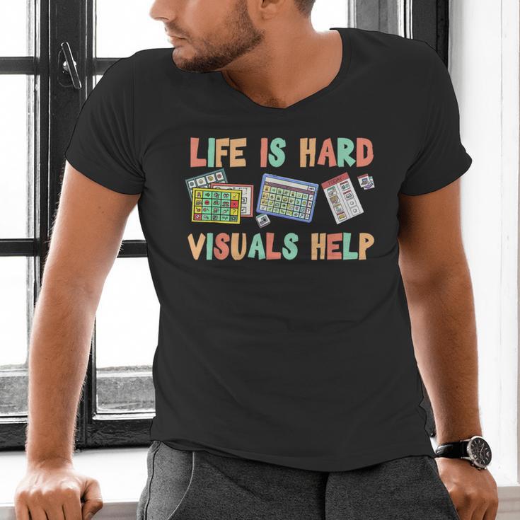 Life Is Hard Visuals Help Special Education SPED Teacher Men's V-Neck T-Shirt, gift for family, gift for coworker Life Is Hard Visuals Help Special Education SPED Teacher Men's V-Neck T-Shirt, gift for family, gift for coworker