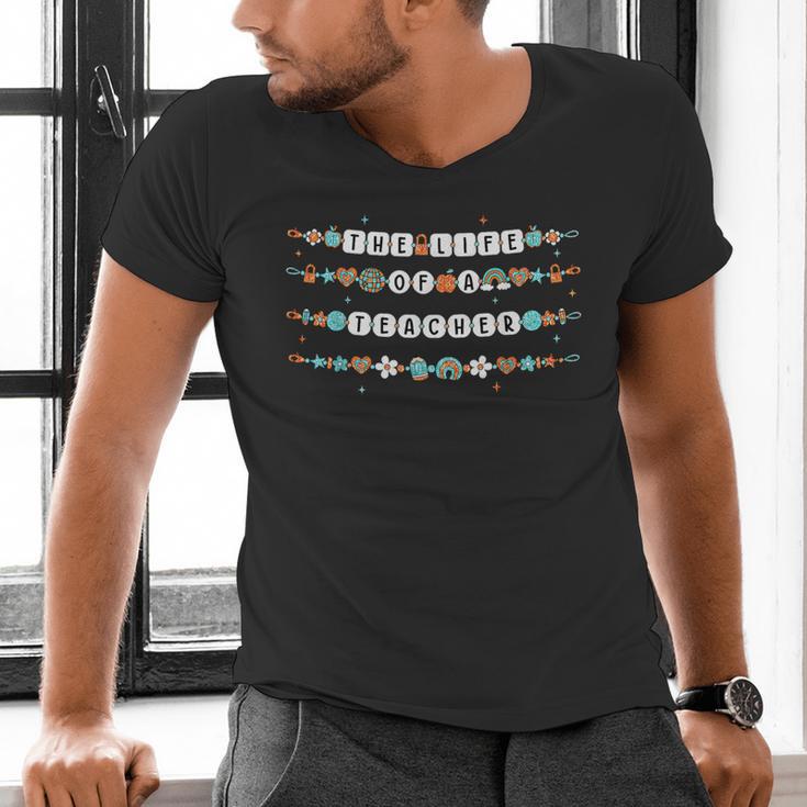 The Life Of A Teacher Friendship Bracelets Elementary School Men's V-Neck T-Shirt, gift for family, gift for coworker