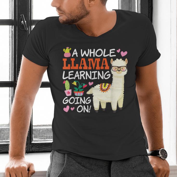 Llama Learning T Shirt Teachers Students Alpaca Lovers Men's V-Neck T-Shirt, gift for family, gift for coworker Llama Learning T Shirt Teachers Students Alpaca Lovers Men's V-Neck T-Shirt, gift for family, gift for coworker