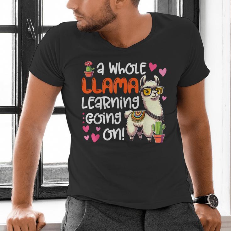 Llama Learning Teachers Students Alpaca Lover Back To School Men's V-Neck T-Shirt, gift for family, gift for coworker Llama Learning Teachers Students Alpaca Lover Back To School Men's V-Neck T-Shirt, gift for family, gift for coworker