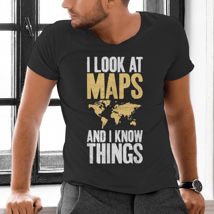 I Look At Maps And i Know Things Teacher Geographer Men's V-Neck T-Shirt, gift for family, gift for coworker I Look At Maps And i Know Things Teacher Geographer Men's V-Neck T-Shirt, gift for family, gift for coworker