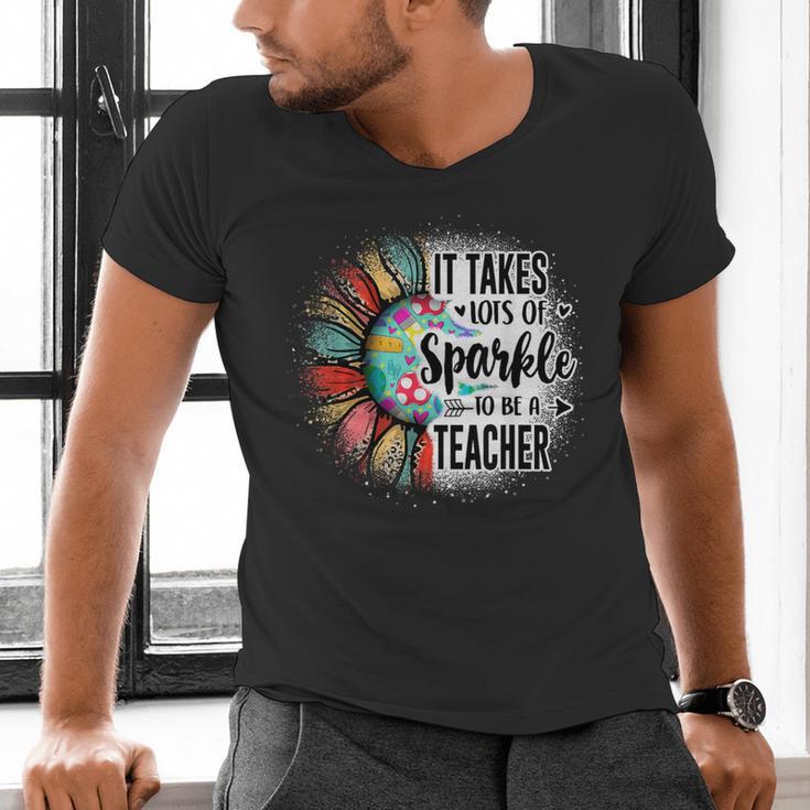 It Take Lots Of Sparkle To Be A Teacher With Sunflower Men's V-Neck T-Shirt, gift for family, gift for coworker