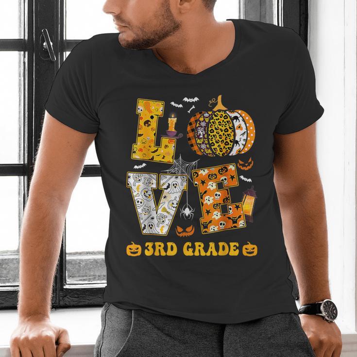 LOVE 3rd Grade Pumpkin Teacher Student Halloween Costume Men's V-Neck T-Shirt, gift for family, gift for coworker LOVE 3rd Grade Pumpkin Teacher Student Halloween Costume Men's V-Neck T-Shirt, gift for family, gift for coworker