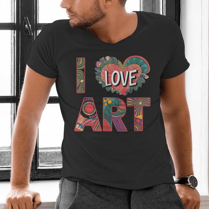 I Love Art Artist Painter Colorful Painting Art Teacher Men's V-Neck T-Shirt, gift for family, gift for coworker I Love Art Artist Painter Colorful Painting Art Teacher Men's V-Neck T-Shirt, gift for family, gift for coworker