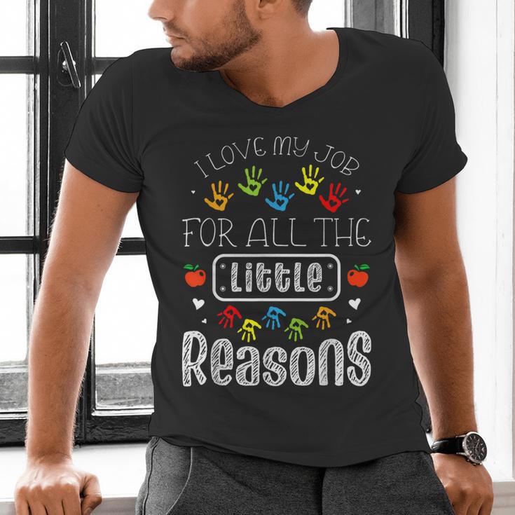 I Love My Job For All The Little Reasons Kid Daycare Teacher Men's V-Neck T-Shirt, gift for family, gift for coworker I Love My Job For All The Little Reasons Kid Daycare Teacher Men's V-Neck T-Shirt, gift for family, gift for coworker