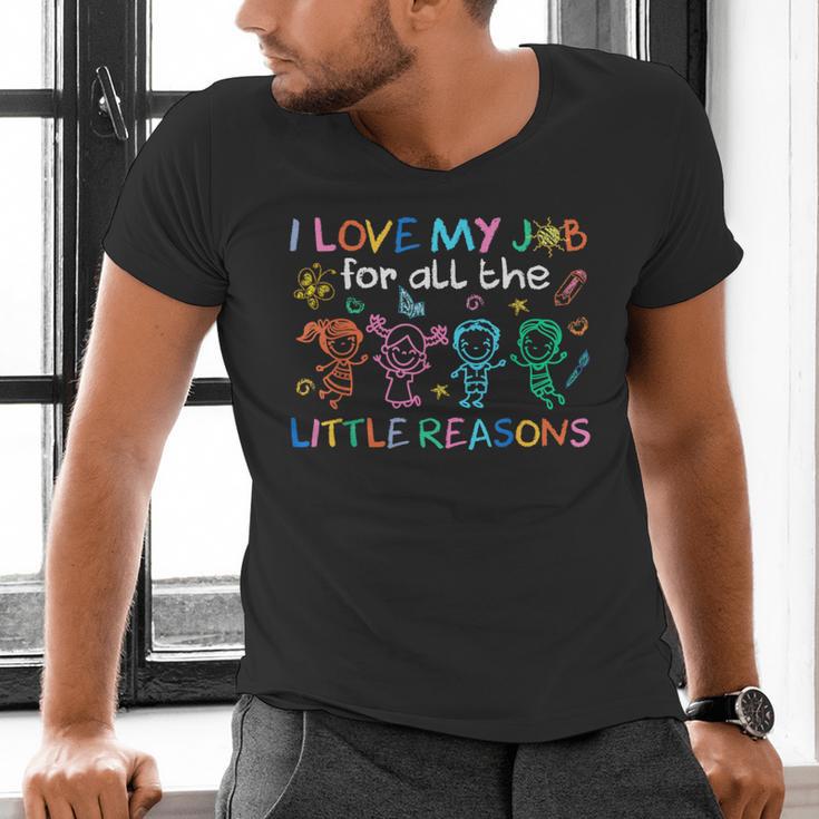 I Love My Job For All The Little Reasons Teacher Men's V-Neck T-Shirt, gift for family, gift for coworker I Love My Job For All The Little Reasons Teacher Men's V-Neck T-Shirt, gift for family, gift for coworker
