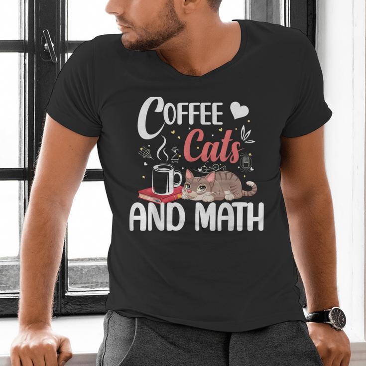 I Love Math Cats And Coffee Heart Mathematics Teacher Men's V-Neck T-Shirt, gift for family, gift for coworker