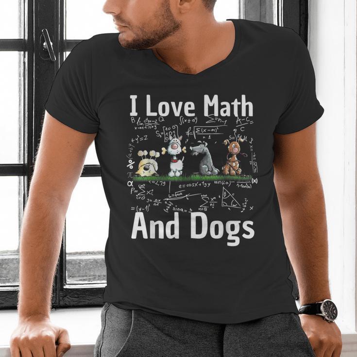 I Love Maths And Dogs Puppy Dog Lover Teacher Student Men's V-Neck T-Shirt, gift for family, gift for coworker