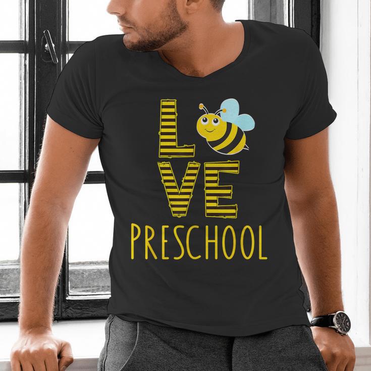 Love Preschool Back To School Yellow Bee Preschool Teacher For Men Women Girls Kids Men's V-Neck T-Shirt, gift for family, gift for coworker