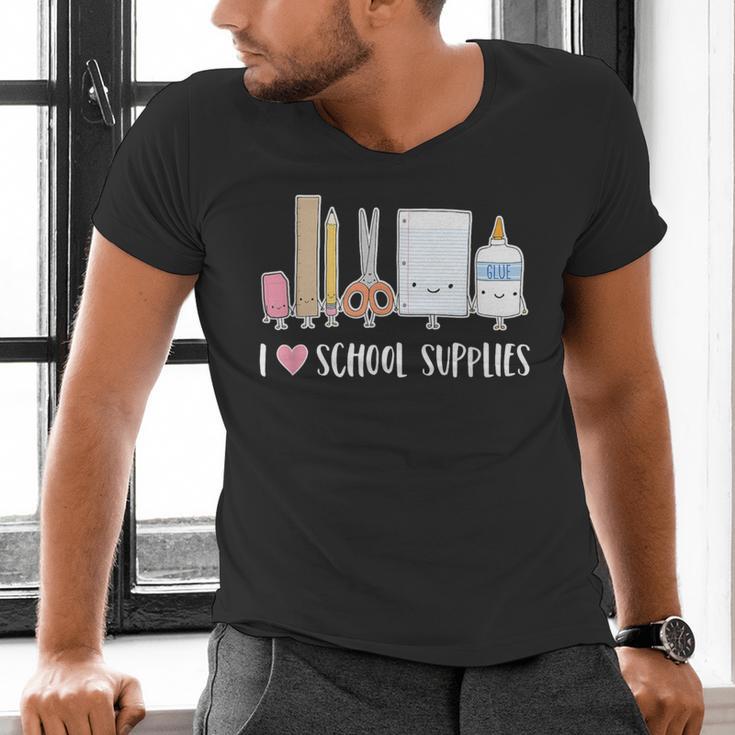 I Love School Supplies Teacher Shirt Men's V-Neck T-Shirt, gift for family, gift for coworker I Love School Supplies Teacher Shirt Men's V-Neck T-Shirt, gift for family, gift for coworker