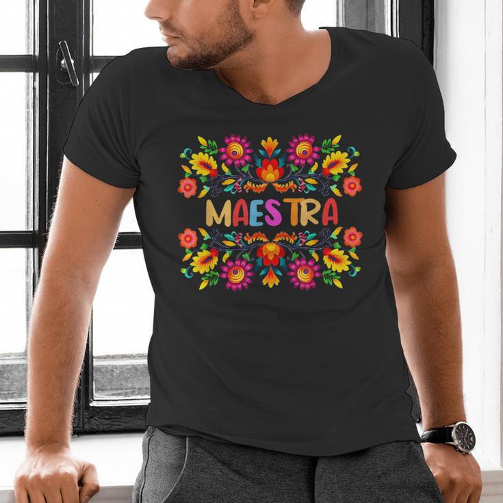 Maestra Cinco De Mayo Spanish Mexican Teacher Men's V-Neck T-Shirt, gift for family, gift for coworker