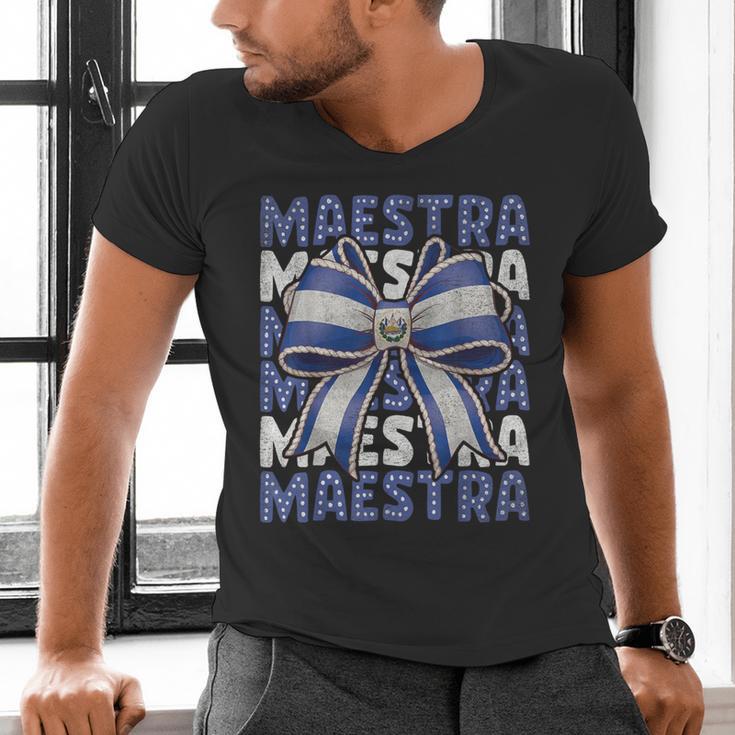 Maestra El Salvador Coquette Bow Hispanic Spanish Teacher Men's V-Neck T-Shirt, gift for family, gift for coworker Maestra El Salvador Coquette Bow Hispanic Spanish Teacher Men's V-Neck T-Shirt, gift for family, gift for coworker