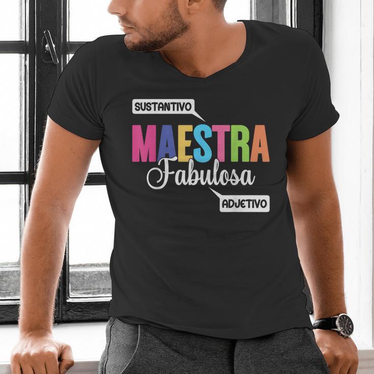 Maestra Fabulosa Bilingual Spanish Espanol Teacher School Men's V-Neck T-Shirt, gift for family, gift for coworker