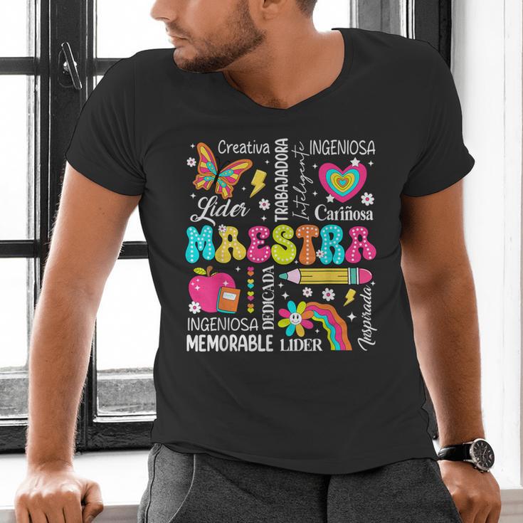 Maestra Spanish Teacher Back To School Maestra De Espanol Men's V-Neck T-Shirt, gift for family, gift for coworker
