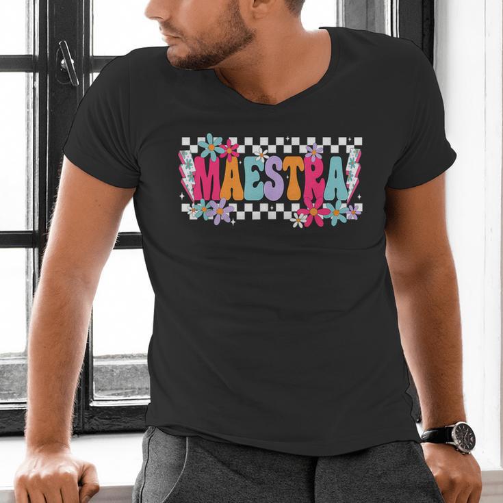 Maestra Teacher Spanish Back To School First Day Of School Men's V-Neck T-Shirt, gift for family, gift for coworker