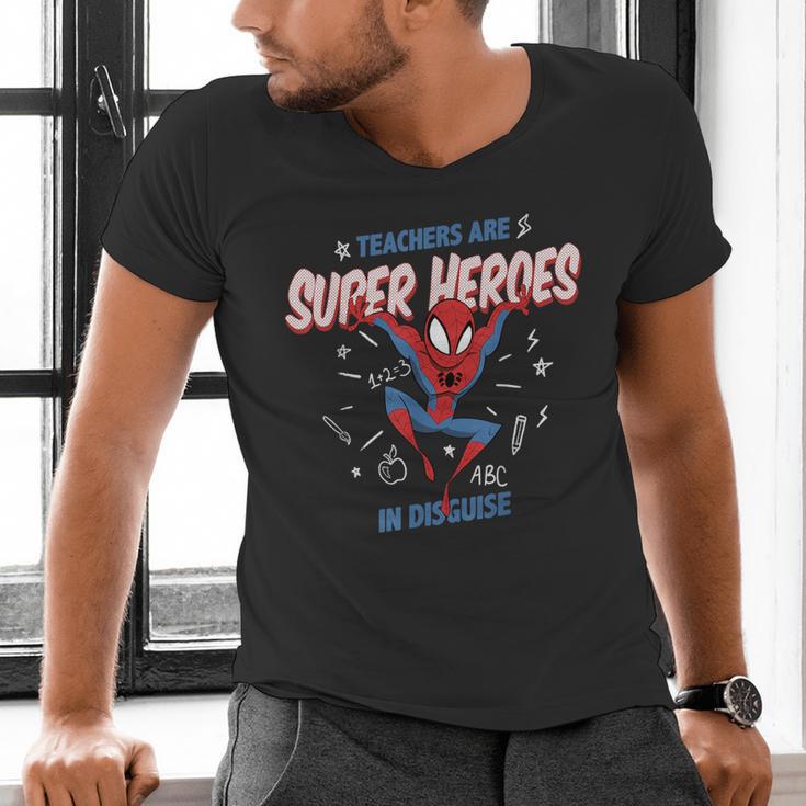 Marvel Spider-Man Teachers Are Super Heroes Men's V-Neck T-Shirt, gift for family, gift for coworker Marvel Spider-Man Teachers Are Super Heroes Men's V-Neck T-Shirt, gift for family, gift for coworker