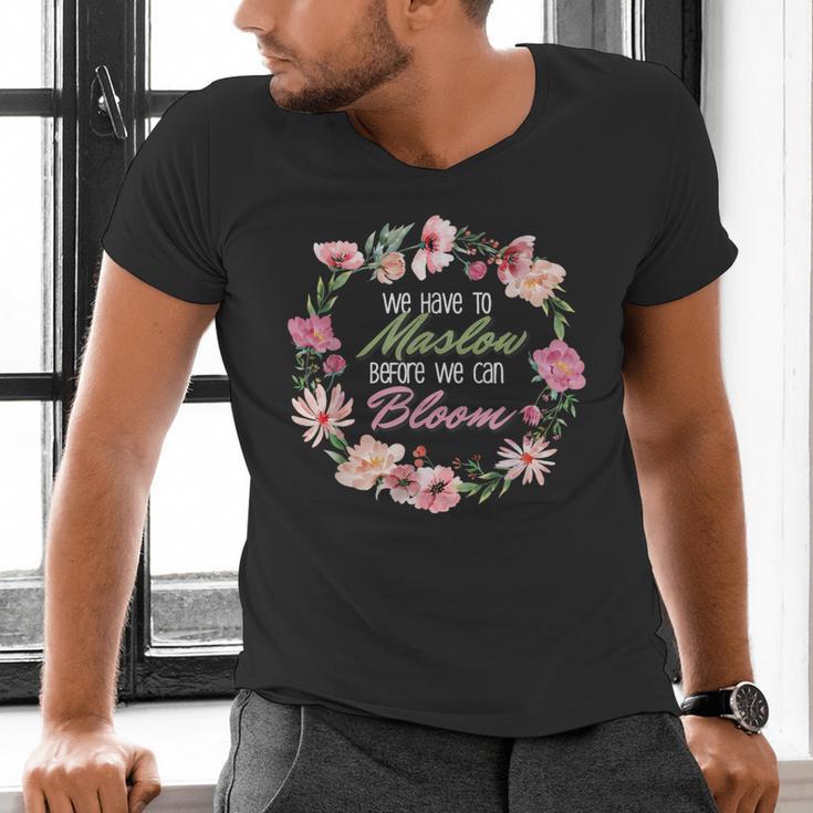 Maslow Before Blooms SPED Teacher School Psychologist Retro Men Women Men's V-Neck T-Shirt, gift for family, gift for coworker