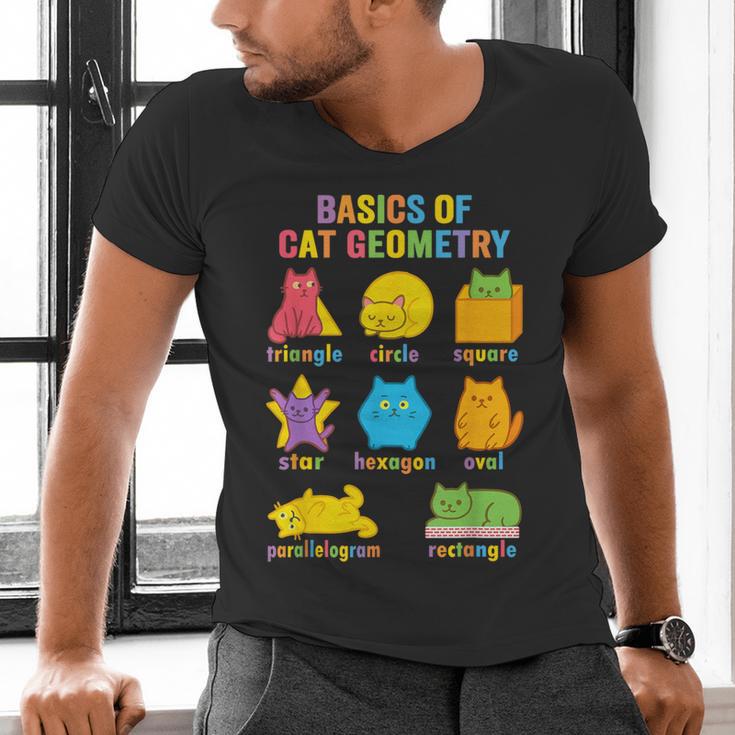 Math Cat Geometry Back To School Mathematics Teacher Men's V-Neck T-Shirt, gift for family, gift for coworker